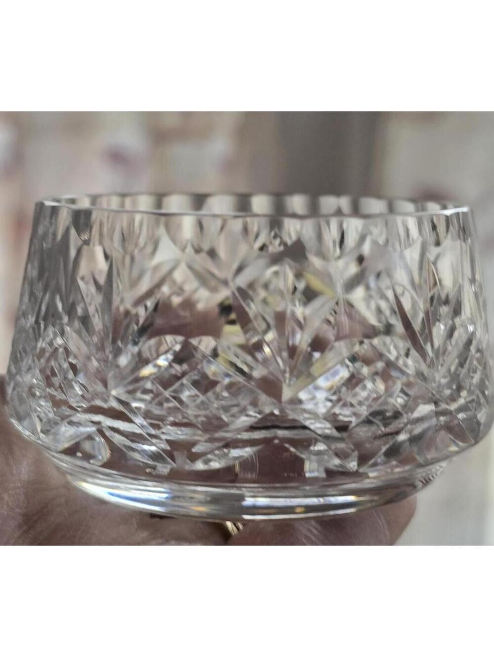 Vintage Star of Edinburgh Hand-Cut Crystal Glass Rose/Posey Bowl 3"